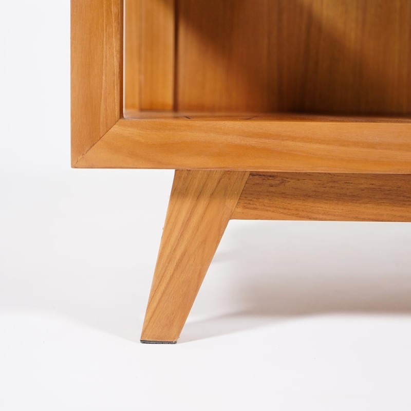 Meuble de salle de bain en teck massif et vasque en terazzo blanc - Meera