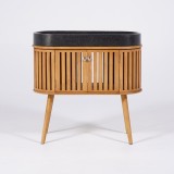 Meuble de salle de bain 90 cm en teck massif et vasque en terrazzo noir - Keya
