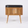 Meuble de salle de bain 90 cm en teck massif et vasque en terrazzo noir - Keya