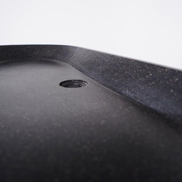Meuble de salle de bain 90 cm en teck massif et vasque en terrazzo noir - Keya