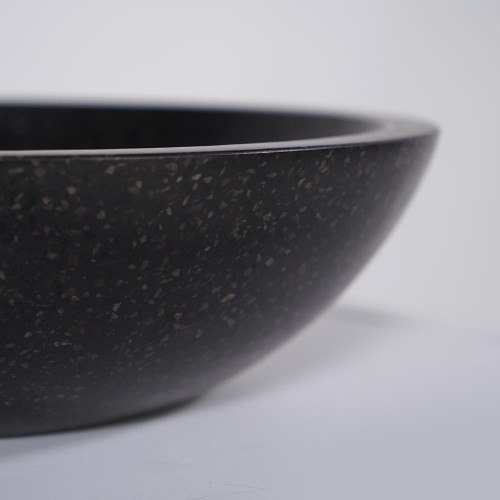 Vasque ronde en terrazzo noir diamètre 40 cm - Megha