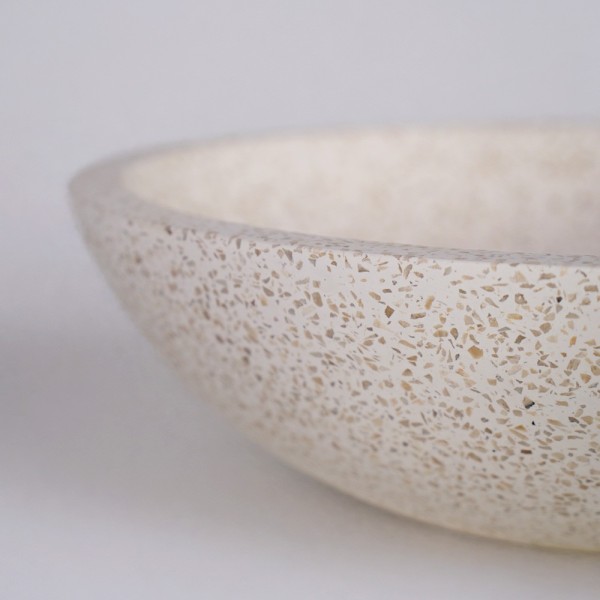 Vasque ronde en terrazzo blanc diamètre 40 cm - Megha