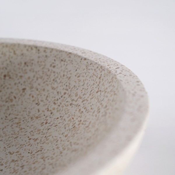 Vasque ronde en terrazzo blanc diamètre 40 cm - Megha