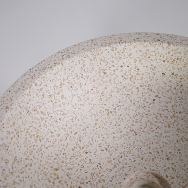 Vasque ronde en terrazzo blanc diamètre 40 cm - Megha