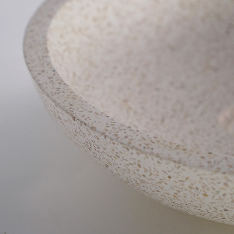 Vasque ronde en terrazzo blanc diamètre 40 cm - Megha