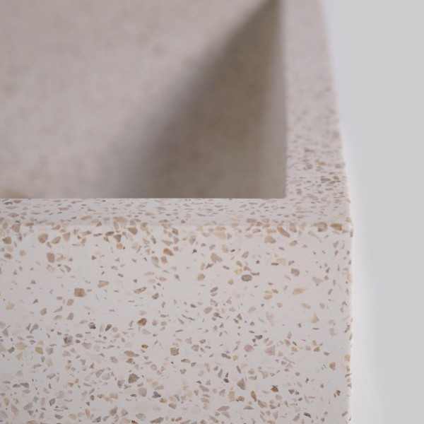 Vasque rectangulaire en terrazzo blanc 45 cm x 40 cm - Mayuri