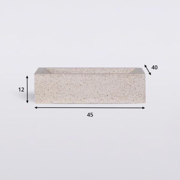 Vasque rectangulaire en terrazzo blanc 45 cm x 40 cm - Mayuri