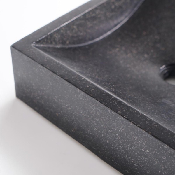 Vasque rectangulaire en terrazzo noir 45 cm x 40 cm - Mayuri