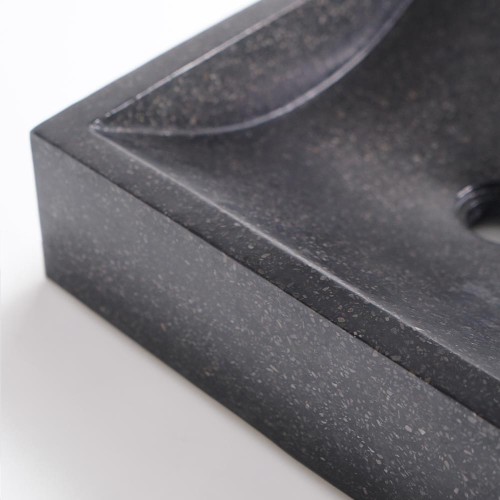 Vasque rectangulaire en terrazzo noir 45 cm x 40 cm - Mayuri