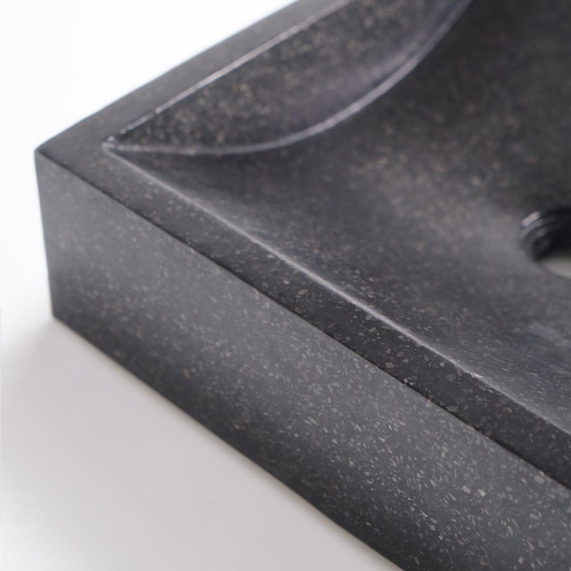 Vasque rectangulaire en terrazzo noir 45 cm x 40 cm - Mayuri