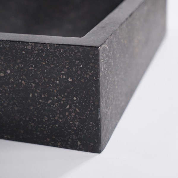Vasque rectangulaire en terrazzo noir 45 cm x 40 cm - Mayuri