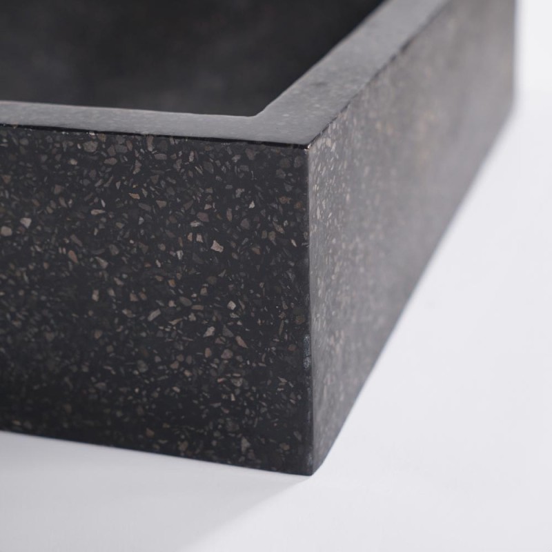 Vasque rectangulaire en terrazzo noir 45 cm x 40 cm - Mayuri