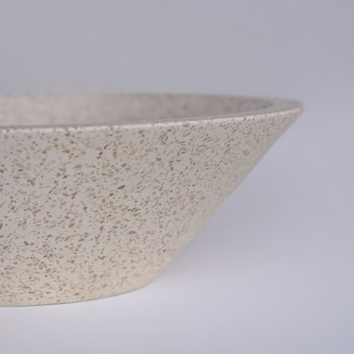 Vasque conique en terrazzo blanc 40 cm x 40 cm - Mohini