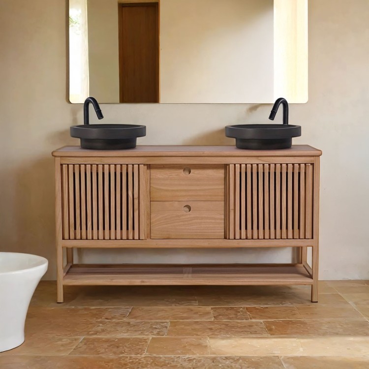 Meuble de salle de bain sous vasque en bois massif 140 cm - Rohini