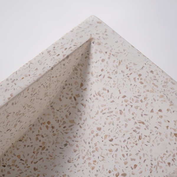 Meuble lave-mains en bois de teck massif et vasque en terrazzo blanc - Kali