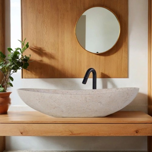 Vasque de salle bain à poser en pierre - Amethyst