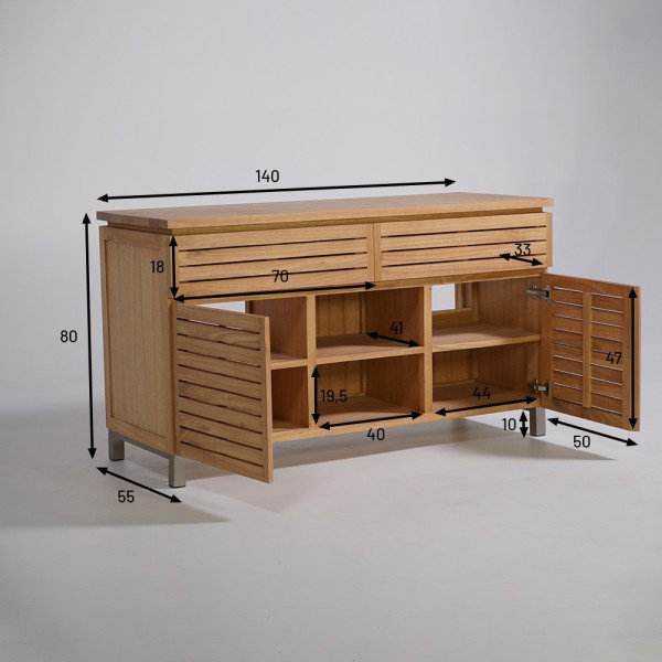 Meuble sous vasque en bois massif 140 cm - Reva