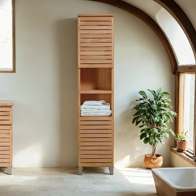 Colonne de salle de bain en bois massif - Reva