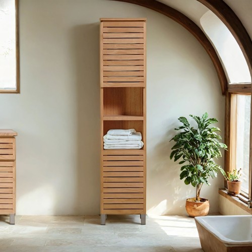 Colonne de salle de bain en bois massif - Reva