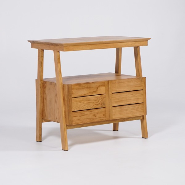 Meuble sous vasque en teck massif 80 cm - Nandini