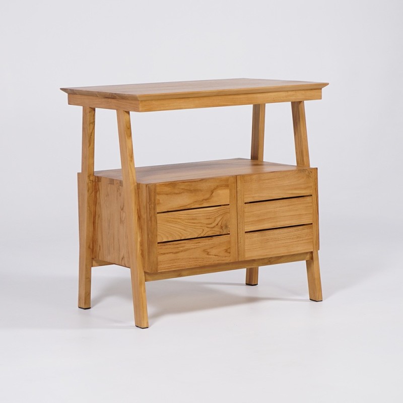 Meuble sous vasque en teck massif 80 cm - Nandini