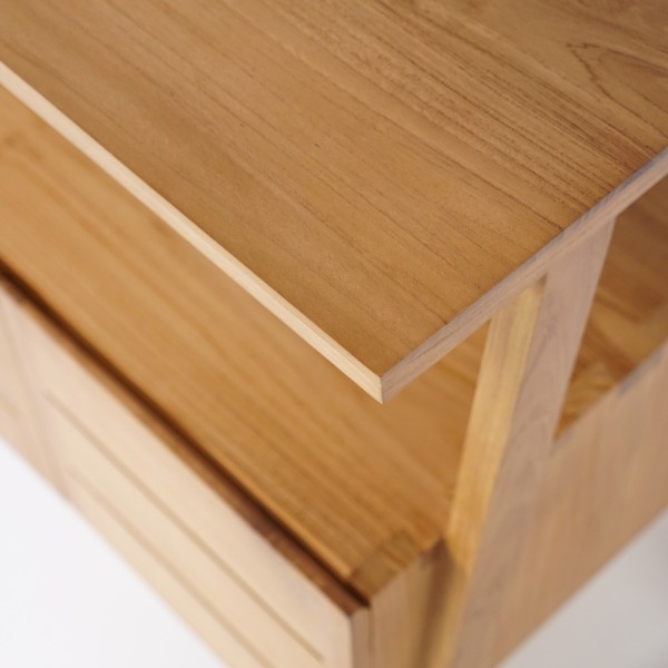 Meuble sous vasque en teck massif 80 cm - Nandini