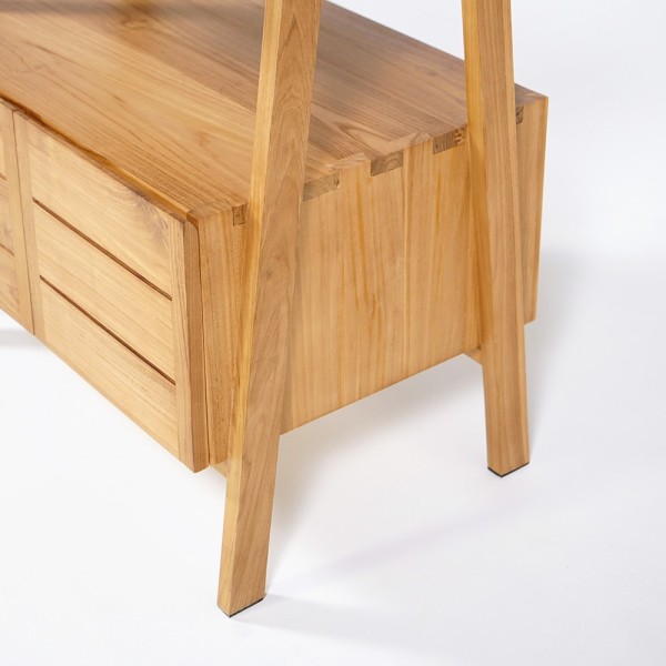 Meuble sous vasque en teck massif 80 cm - Nandini