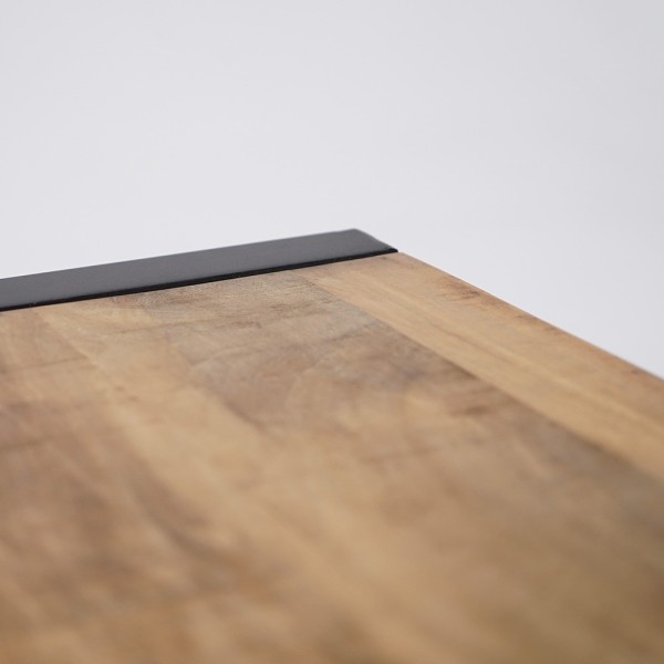 Petit meuble TV industriel 130 cm en bois massif avec porte en métal noir - Kansas
