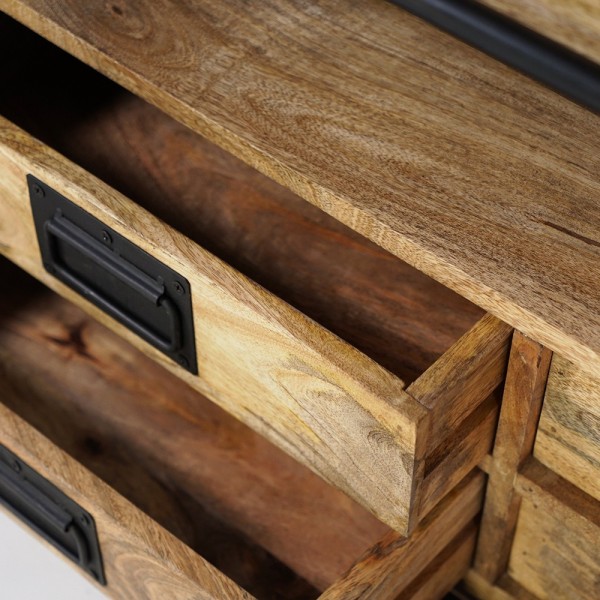 Meuble TV industriel bois et métal 220 cm - Paris