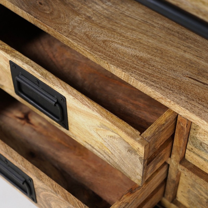 Meuble TV industriel bois et métal 220 cm - Paris