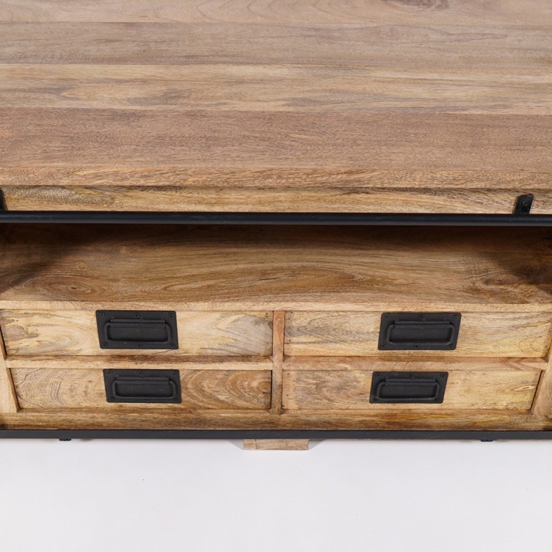 Meuble TV industriel bois et métal 220 cm - Paris