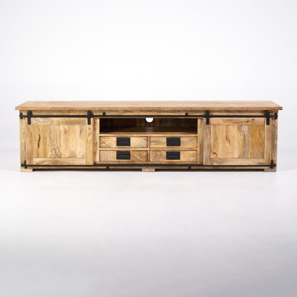 Meuble TV industriel bois et métal 220 cm - Paris