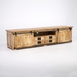 Meuble TV industriel bois et métal 220 cm - Paris