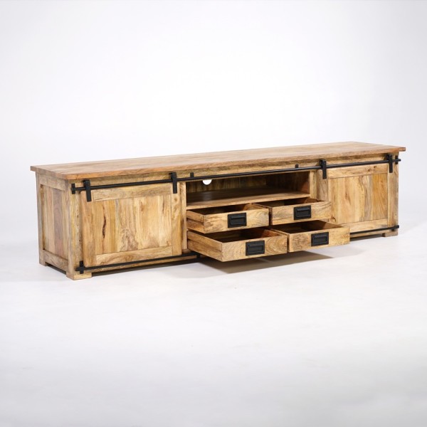 Meuble TV industriel bois et métal 220 cm - Paris