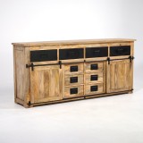 Buffet bois massif 200 cm avec portes coulissantes - Paris