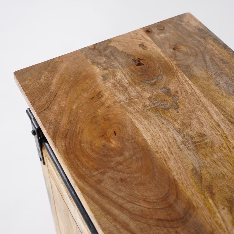 Buffet cave à vin bois massif et métal - Paris