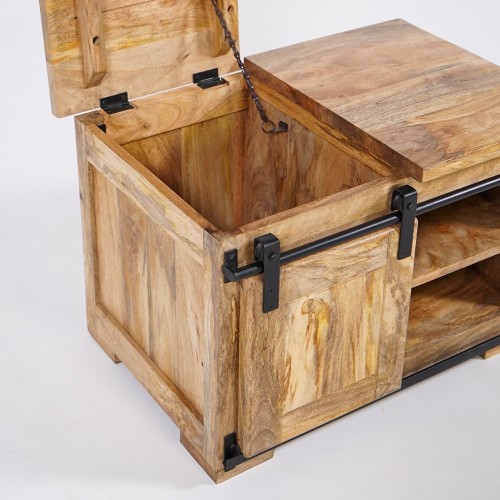Banc coffre en bois massif - Paris