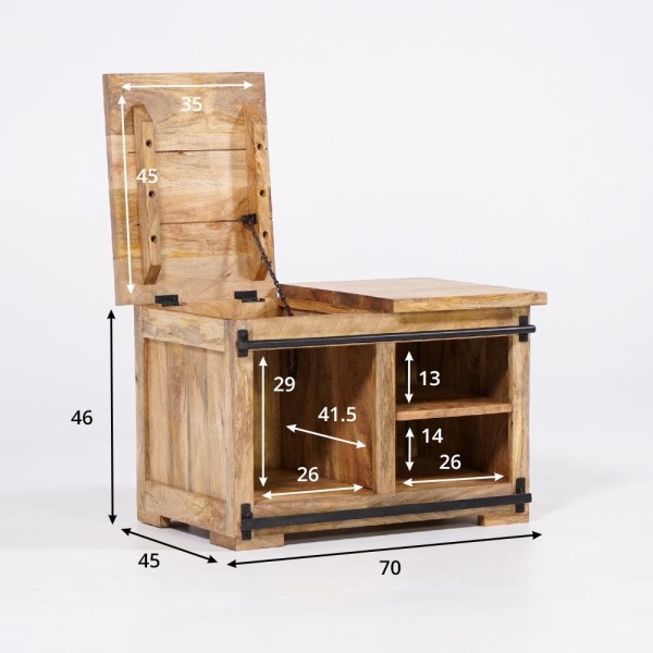 Banc coffre en bois massif - Paris