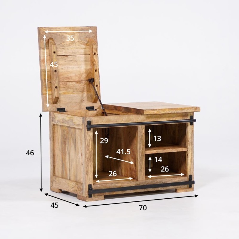 Banc coffre en bois massif - Paris