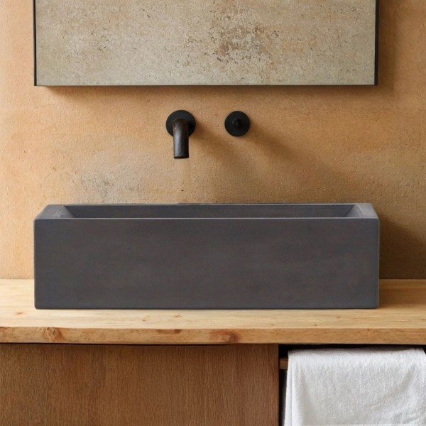 Vasque en béton rectangulaire - Anthracite profond - Pure Cast