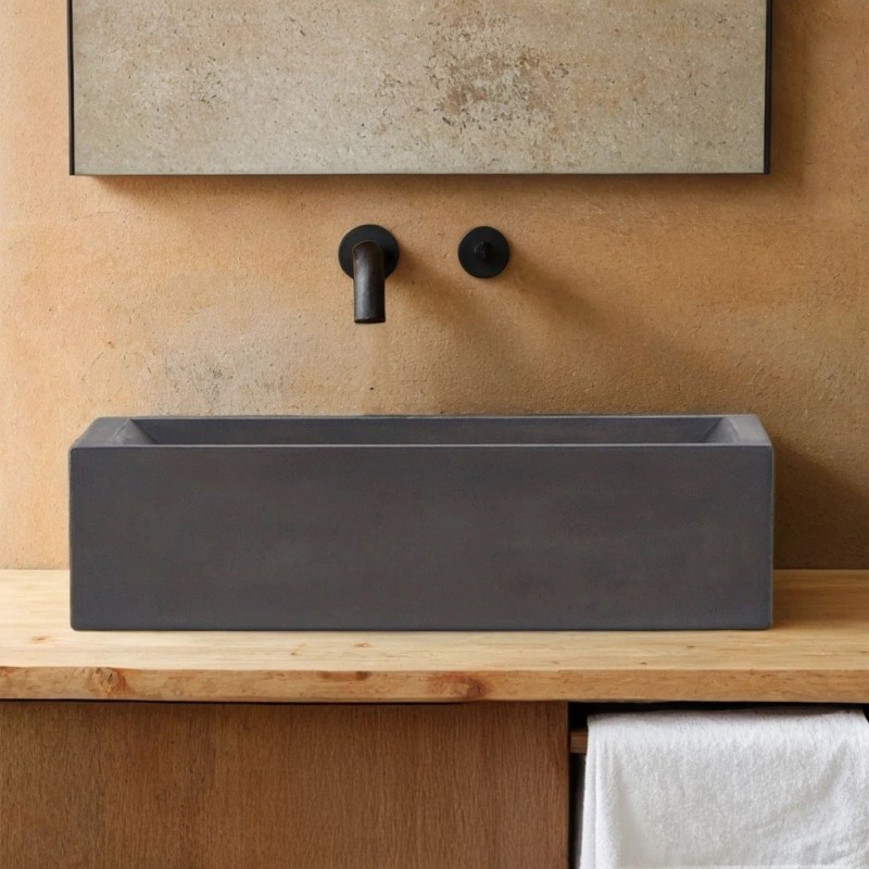 Vasque en béton rectangulaire - Anthracite profond - Pure Cast