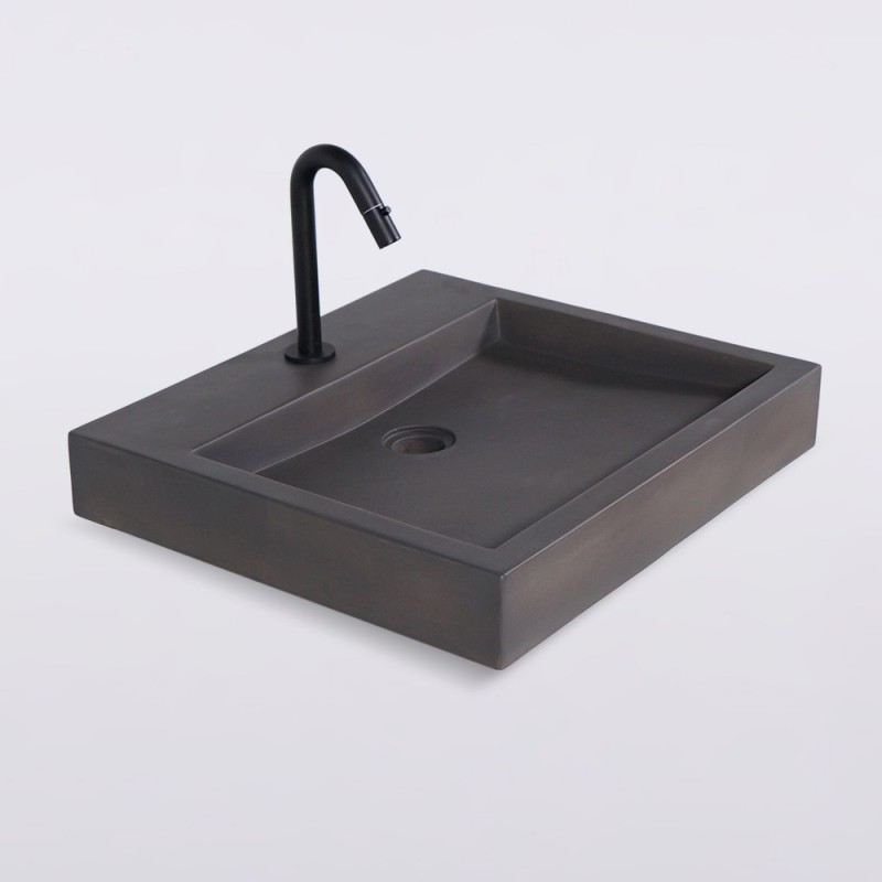 Vasque en béton rectangulaire anthracite profond - Solidis