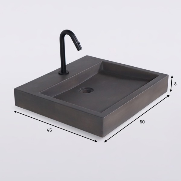 Vasque en béton rectangulaire anthracite profond - Solidis