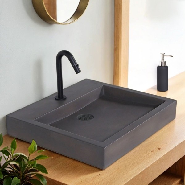 Vasque en béton rectangulaire anthracite profond - Solidis
