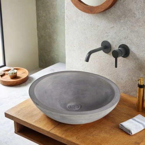 Vasque ronde en terrazzo gris diamètre 40 cm - Megha