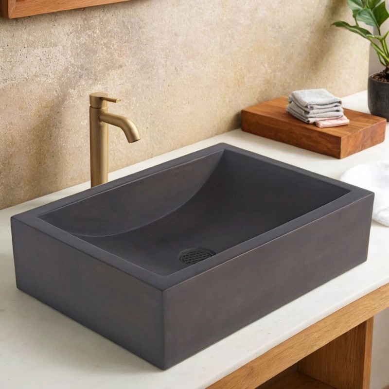 Vasque en béton rectangulaire - Anthracite profond - Pure Cast