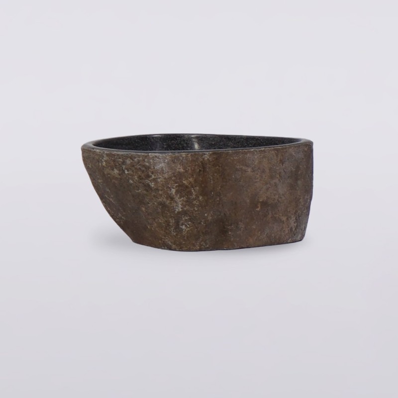 Petite vasque de salle bain à poser en pierre - River Stone
