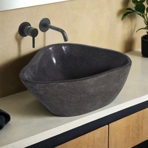 Vasque de salle bain à poser en pierre polie - River Stone