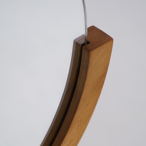 Miroir 90 cm avec bords arrondis et encadrement en teck - Keya