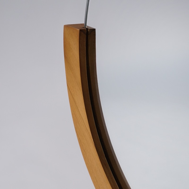 Miroir 90 cm avec bords arrondis et encadrement en teck - Keya